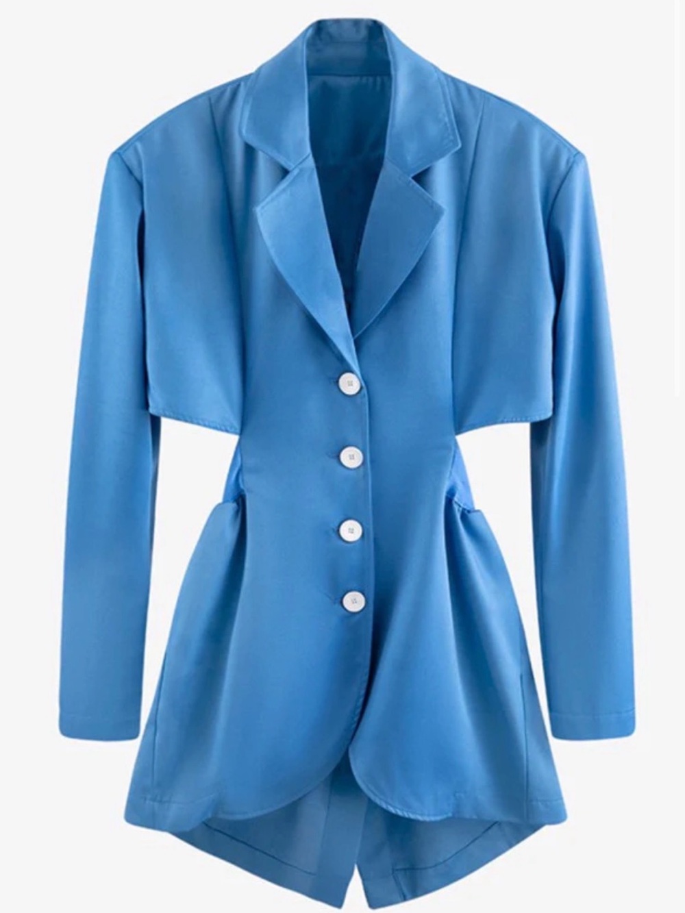 Blue Women's Tailored Button-Up Blazer Dress